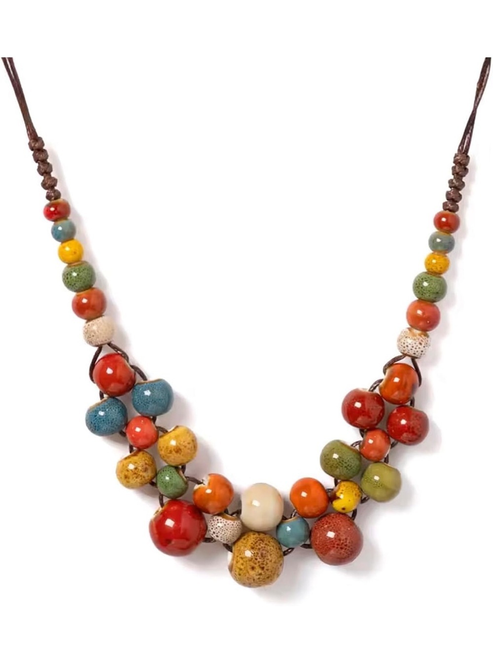 Multicolor Ceramic Bead Statement Necklace - Women Jewelry - Picture 7 of 7